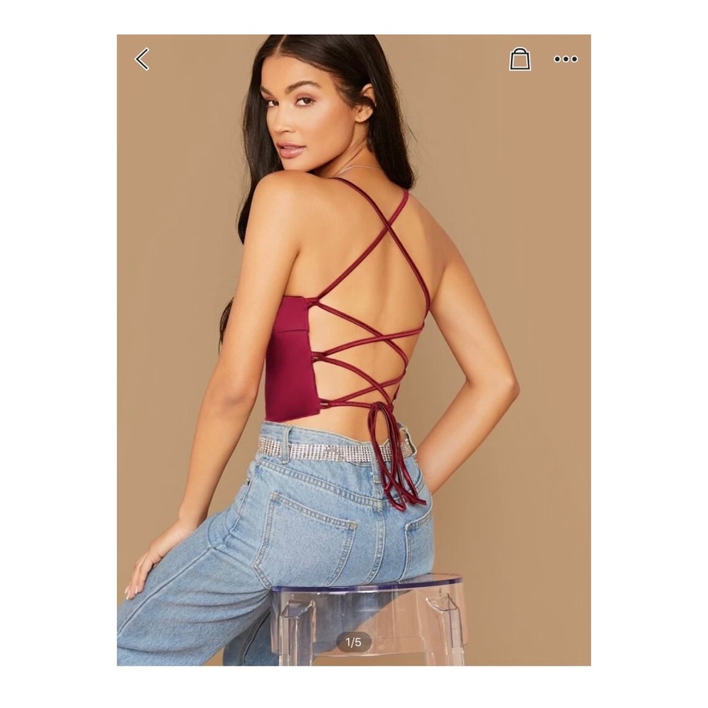 Red silk tank top